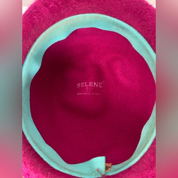 Vintage Selene Italian Furry Pink Hat with pin‎ - Picture 7 of 9